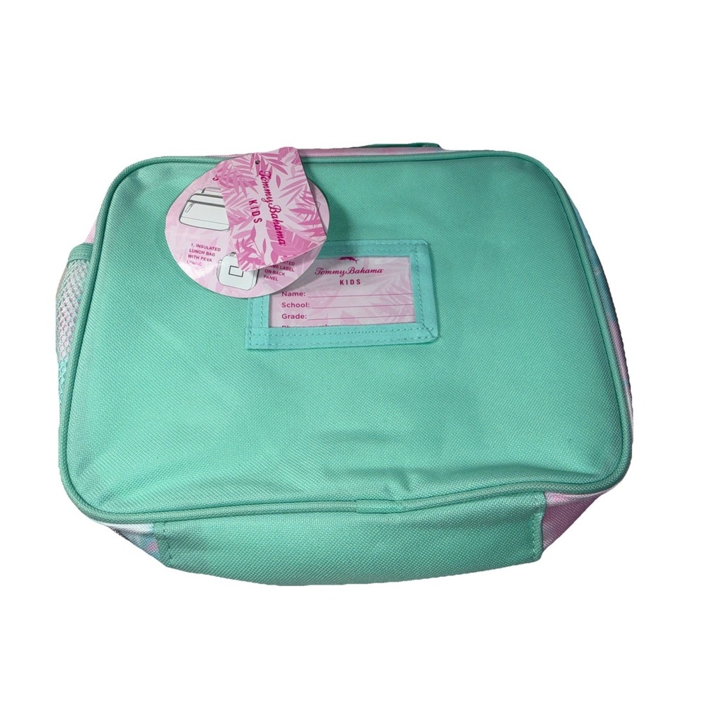 NWT Tommy Bahama KIDS Lunch Bag Cooler WITH ID WINDOW PINK GREEN TIE DYE - Picture 2 of 2